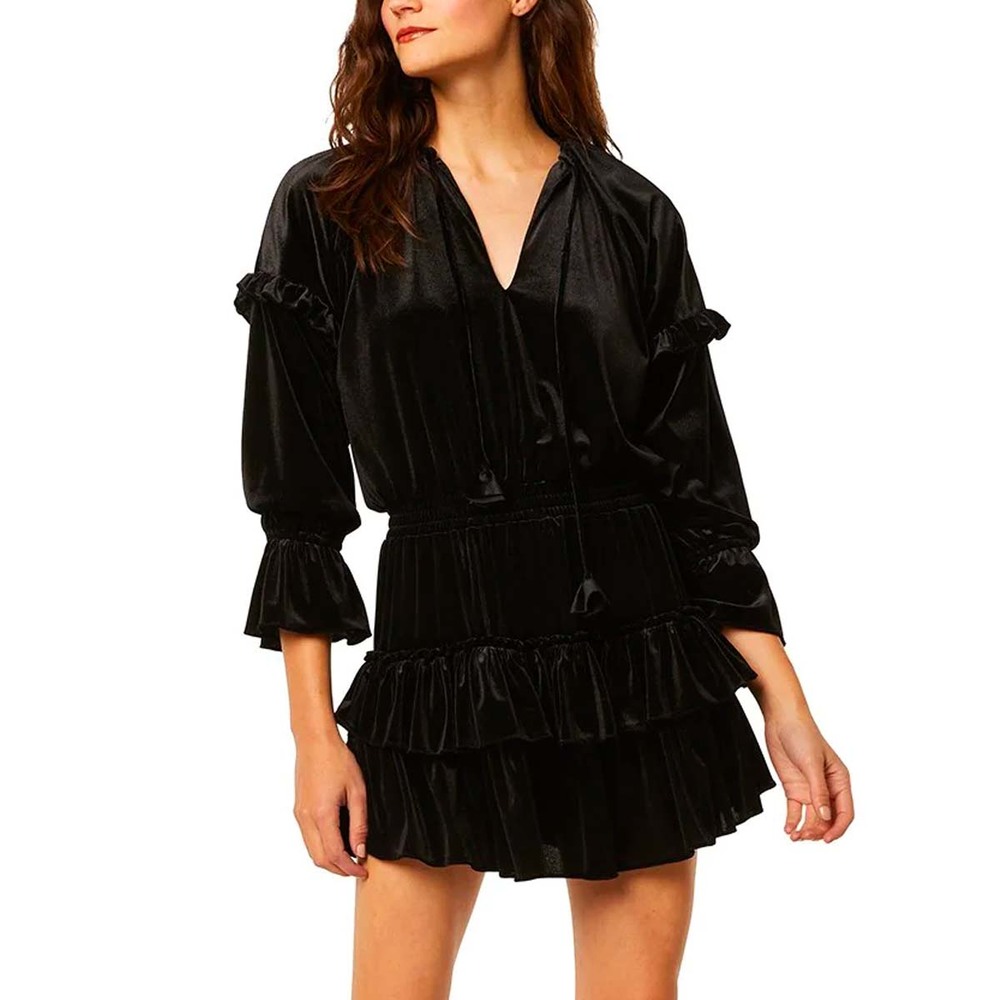 Misa Los Angeles Amalya Black Velvet Mini Dress Size S
